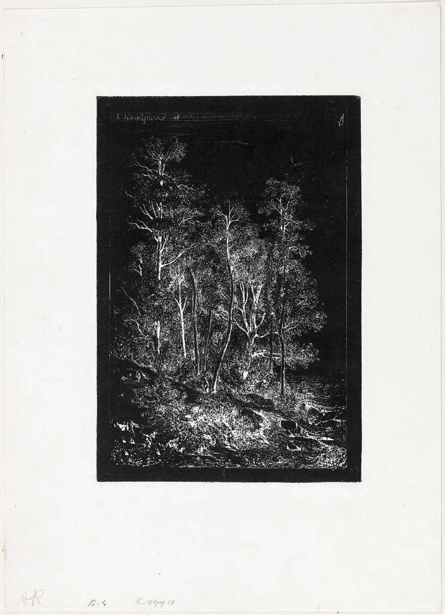 Trees by Henri Joseph Harpignies, print, 1848