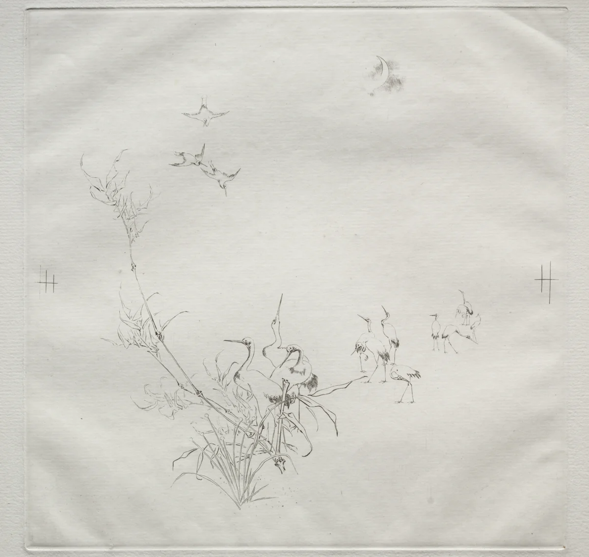 Parisian Service (Haviland service): The Moon (no. 5) by Félix Bracquemond, print, 1875