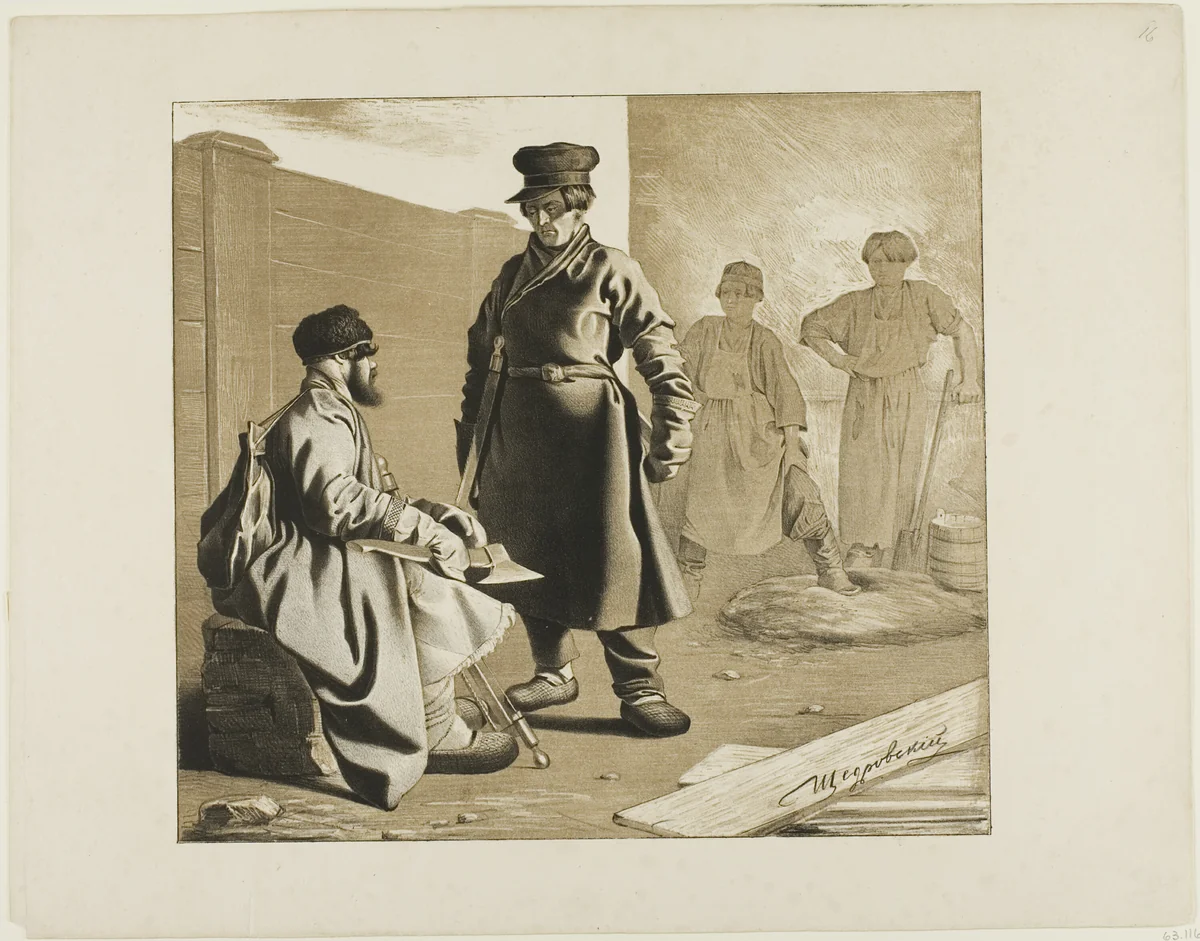 Scenes from Russian Folk Life by Ignatii Shchedrovskii, print, 1835-1870