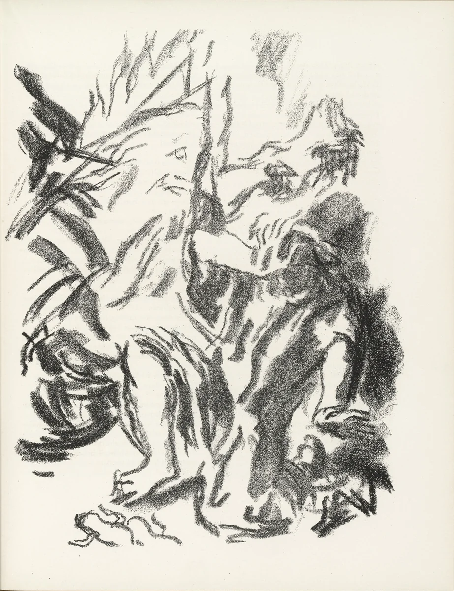 The Burning Thornbush (Der brennende Dornbusch) (plate, page 55) from the periodical Münchner Blätter für Dichtung und Graphik, vol. 1, no. 4 (April 1919) by Karl Caspar, periodical, 1919