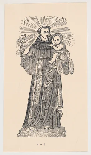 St Anthony of Padua holding the Christ child by anonymous, print, 1900-1910