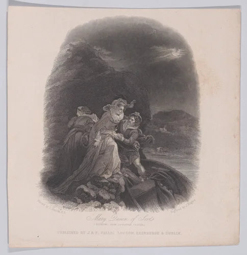 Mary, Queen of Scots escaping Lochleven Castle (from "The History of England") by John Rogers, print, 1830-1860