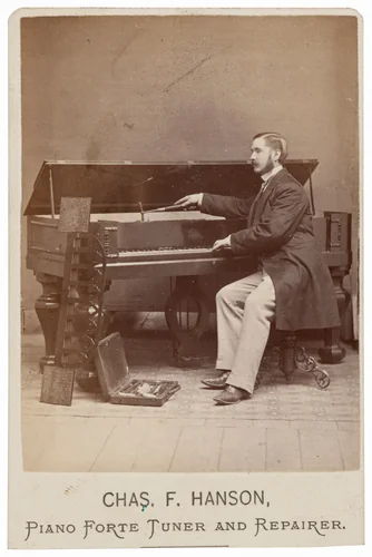 Charles F. Hanson, Piano Forte Tuner and Repairer by George T. Putnam, photograph, 1870-1880