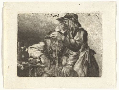 Brakende man by Jacobus Harrewijn, print, 1690