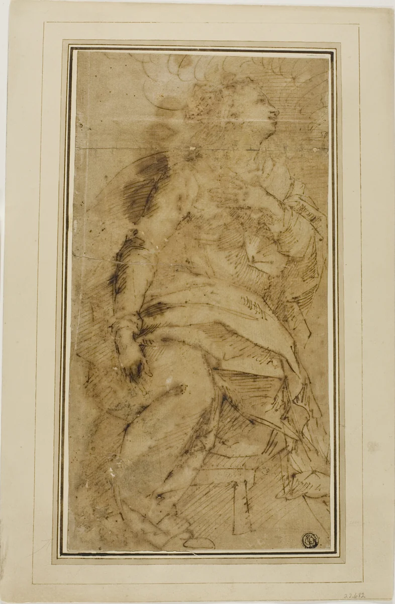 Draped Female Figure by Guglielmo Caccia
Giuseppe Cesari, drawing, 1598-1625
