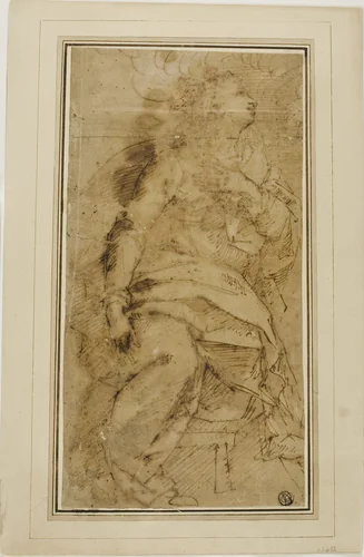 Draped Female Figure by Guglielmo Caccia
Giuseppe Cesari, drawing, 1598-1625
