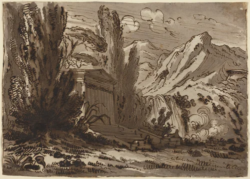 Mountainous Landscape with Classical Temple by Felice Giani, drawing, 1758-1823