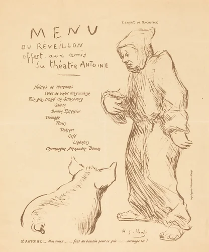 Menu du réveillon offert aux amis du Théâtre Antoine by Henri Gabriel Ibels, print, 1895-1899