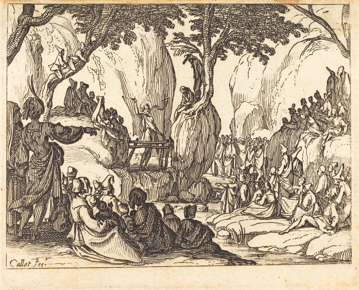 Saint John Preaching in the Desert by Jacques Callot, print, 1634-1635