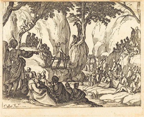 Saint John Preaching in the Desert by Jacques Callot, print, 1634-1635