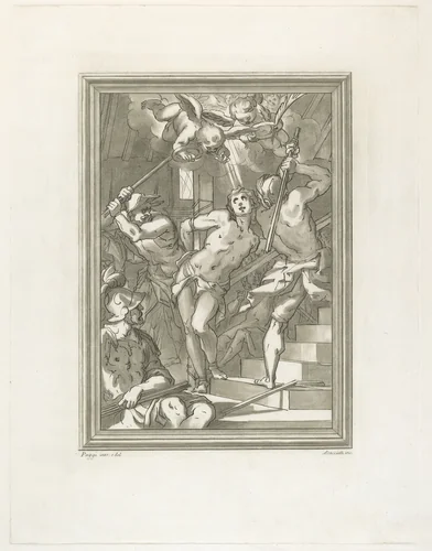 Flagellation of a Saint by Andrea Scacciati; Giovanni Battista Paggi, print, 1761-1771