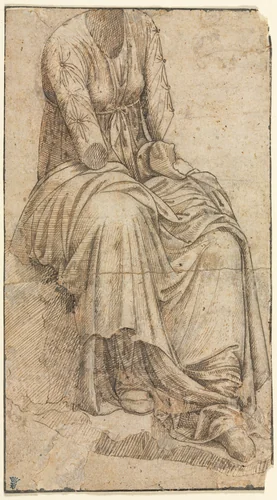 Copy of a Roman Statue of a Seated Woman by Domenico Ghirlandaio, drawing, 1445-1494