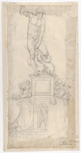 Study for a Sculpture of Neptune by Giambologna, drawing, 1540-1608