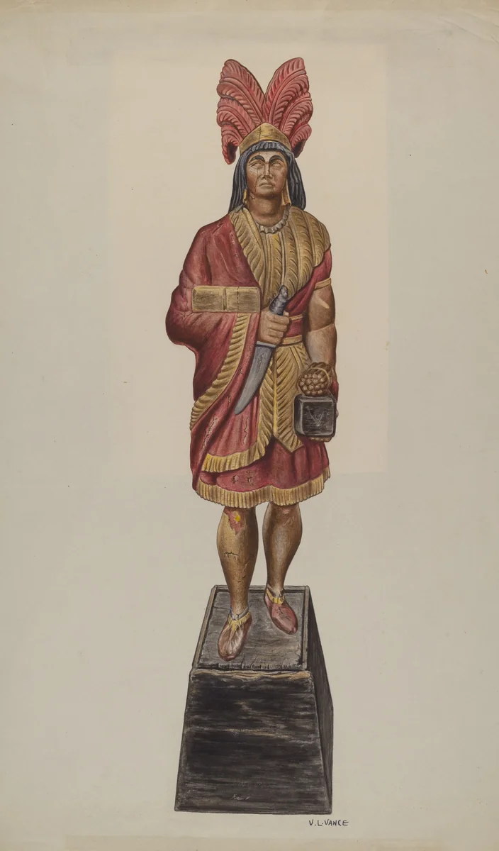 Cigar Store Indian by V.L. Vance, index of american design, 1941