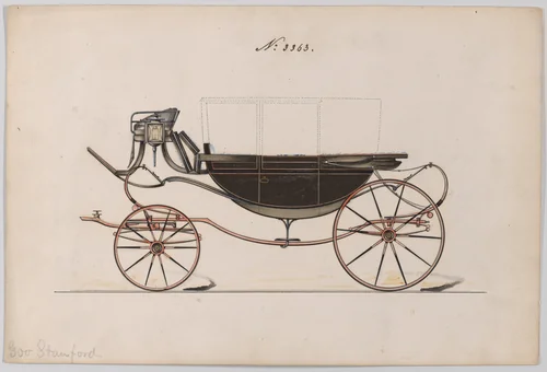 Design for Landau, No. 3363 by Brewster & Co., drawing, 1877