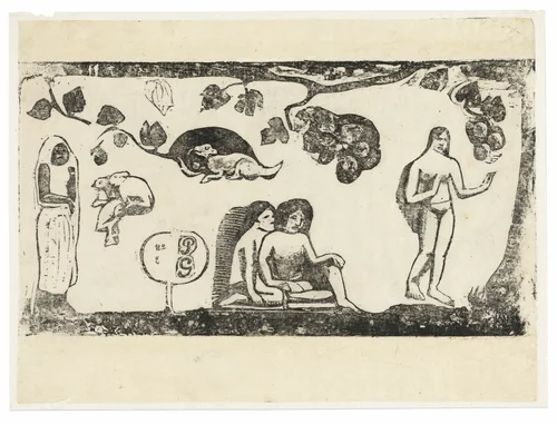 Women, Animals, and Foliage, from the Suite of Late Wood-Block Prints by Paul Gauguin, print, 1898-1899