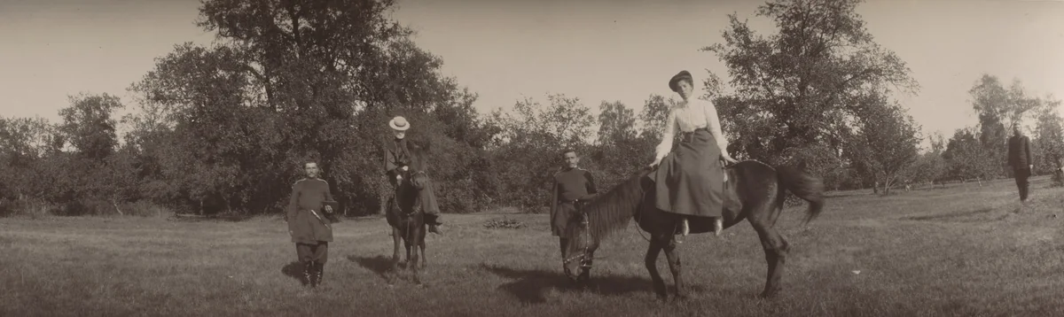Grand Duchess Olga Alexandrovna on Horseback, Oldenburg Estate, Ramon by Unidentified Photographer, photograph, 1904