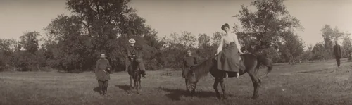 Grand Duchess Olga Alexandrovna on Horseback, Oldenburg Estate, Ramon by Unidentified Photographer, photograph, 1904