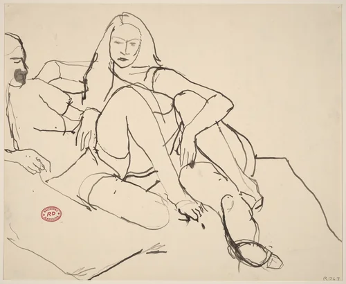 Untitled [two reclining women] by Richard Diebenkorn, drawing, 1967