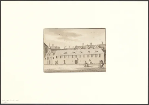Gezicht op het Sint Pieters Gasthuis by anonymous, drawing, 1700-1799