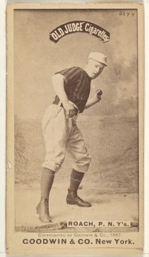 John F. Roach, Pitcher, New York, from the Old Judge series (N172) for Old Judge Cigarettes by Goodwin & Company, photograph, 1887