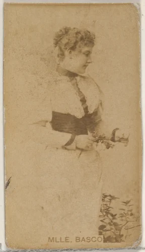 Mlle. Basco, from the Actors and Actresses series (N45, Type 8) for Virginia Brights Cigarettes by Allen & Ginter, photograph, 1885-1891