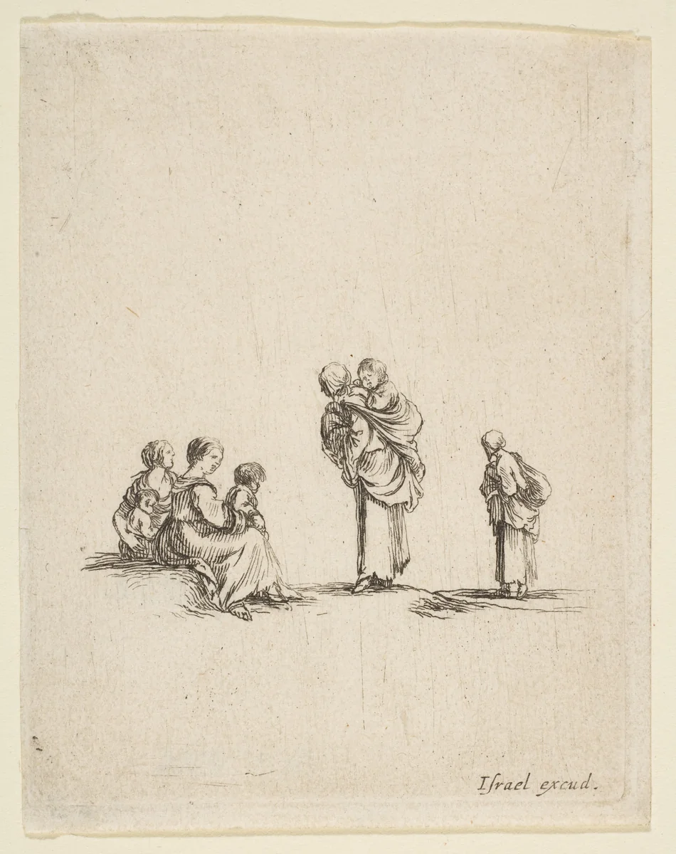 Four Beggar Women by Stefano della Bella, print, 1636-1646