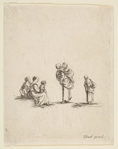 Four Beggar Women by Stefano della Bella, print, 1636-1646