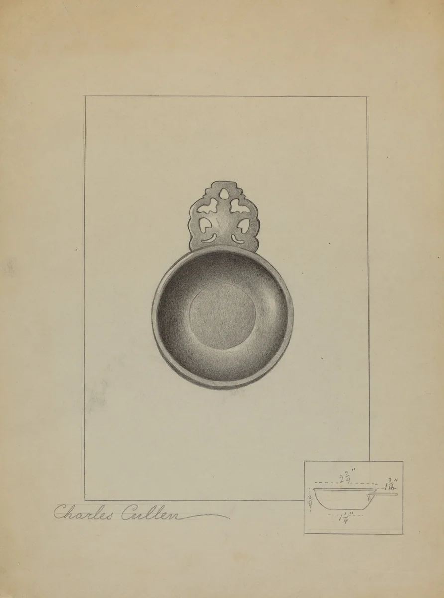 Pewter Porringer by Charles Cullen, index of american design, 1936