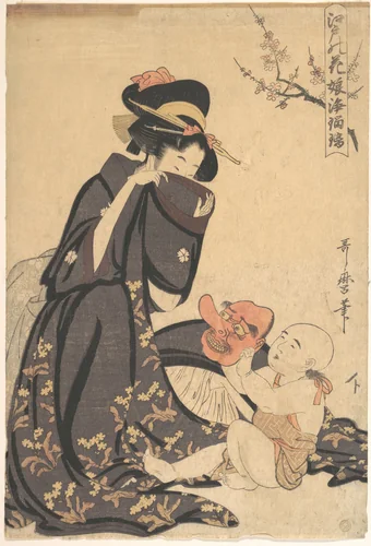 A Woman Playing with a Young Boy by Kitagawa Utamaro (喜多川歌麿), print, 1794-1814