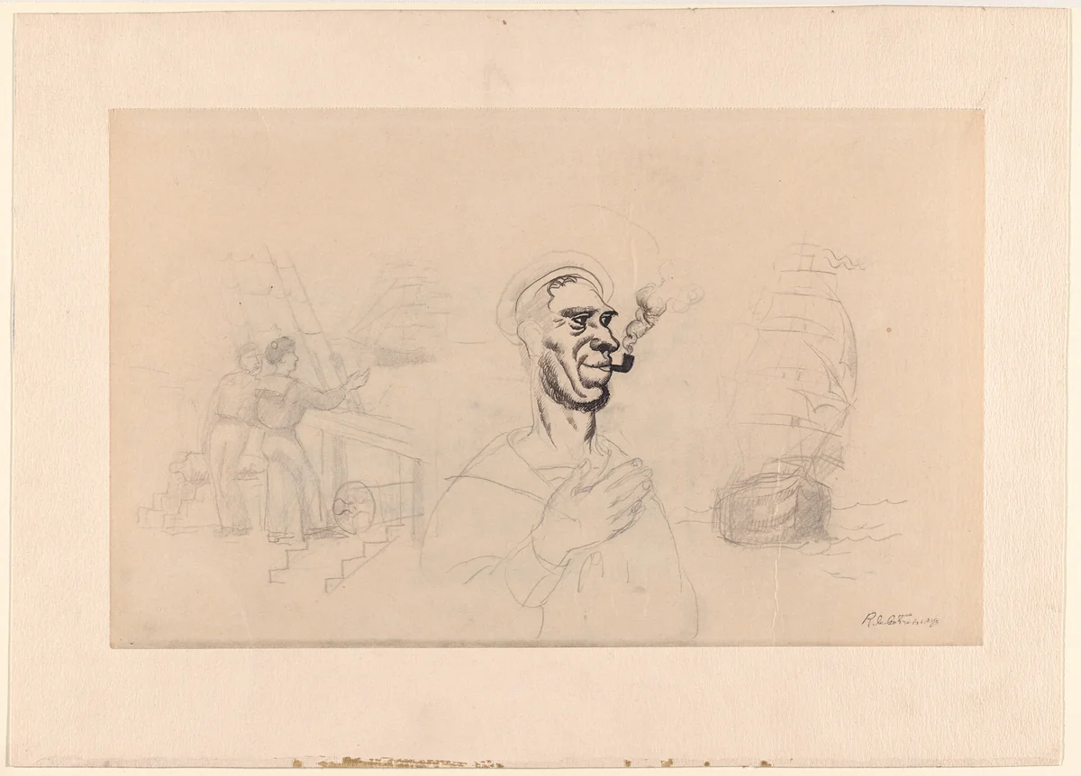 The Sailor by Roger de La Fresnaye, drawing, 1921