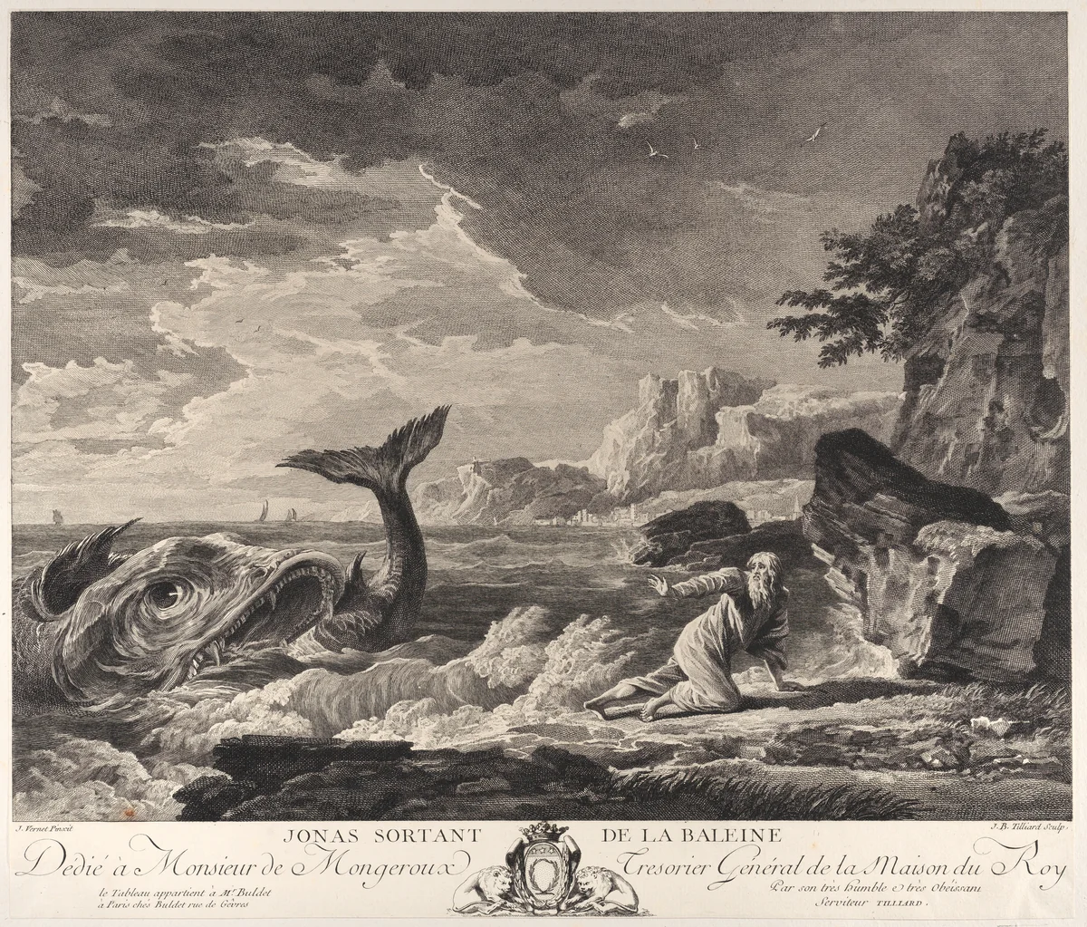 Jonas Leaving the Whale by Joseph Vernet, print, 1765-1775