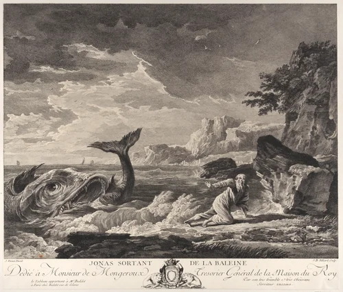 Jonas Leaving the Whale by Joseph Vernet, print, 1765-1775