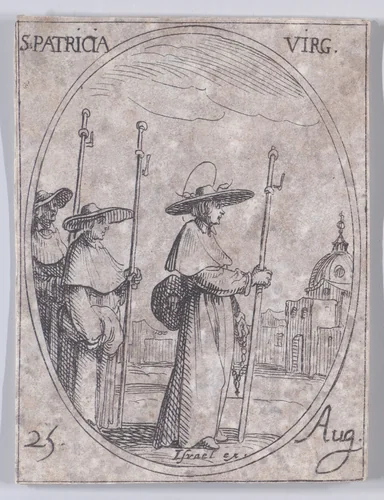 S. Patrice, vierge (St. Patricia, Virgin), August 25th, from "Les Images De Tous Les Saincts et Saintes de L'Année" (Images of All of the Saints and Religious Events of the Year) by Jacques Callot, print, 1636