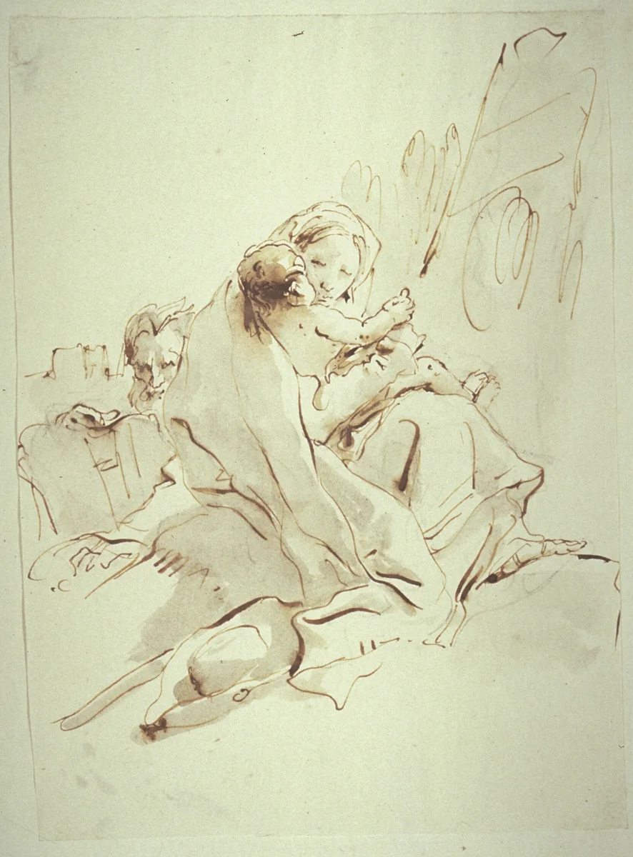 Rest on the Flight into Egypt by Giovanni Battista Tiepolo, drawing, 1750-1770