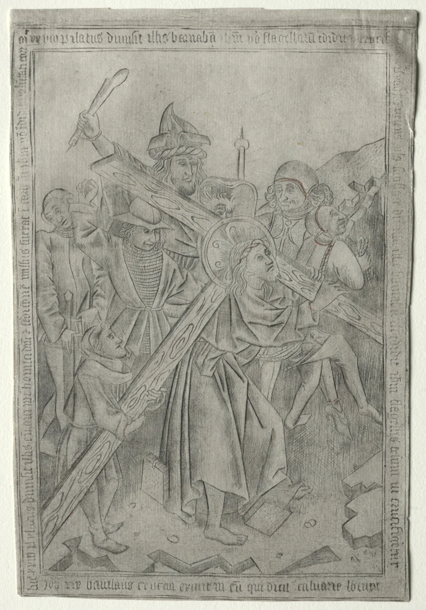 The Passion: The Cross Bearing by Master of the Banderoles, print, 1450-1475