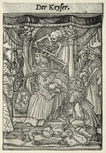 Dance of Death: The Emperor by Hans Holbein the Younger, print, 1521-1531