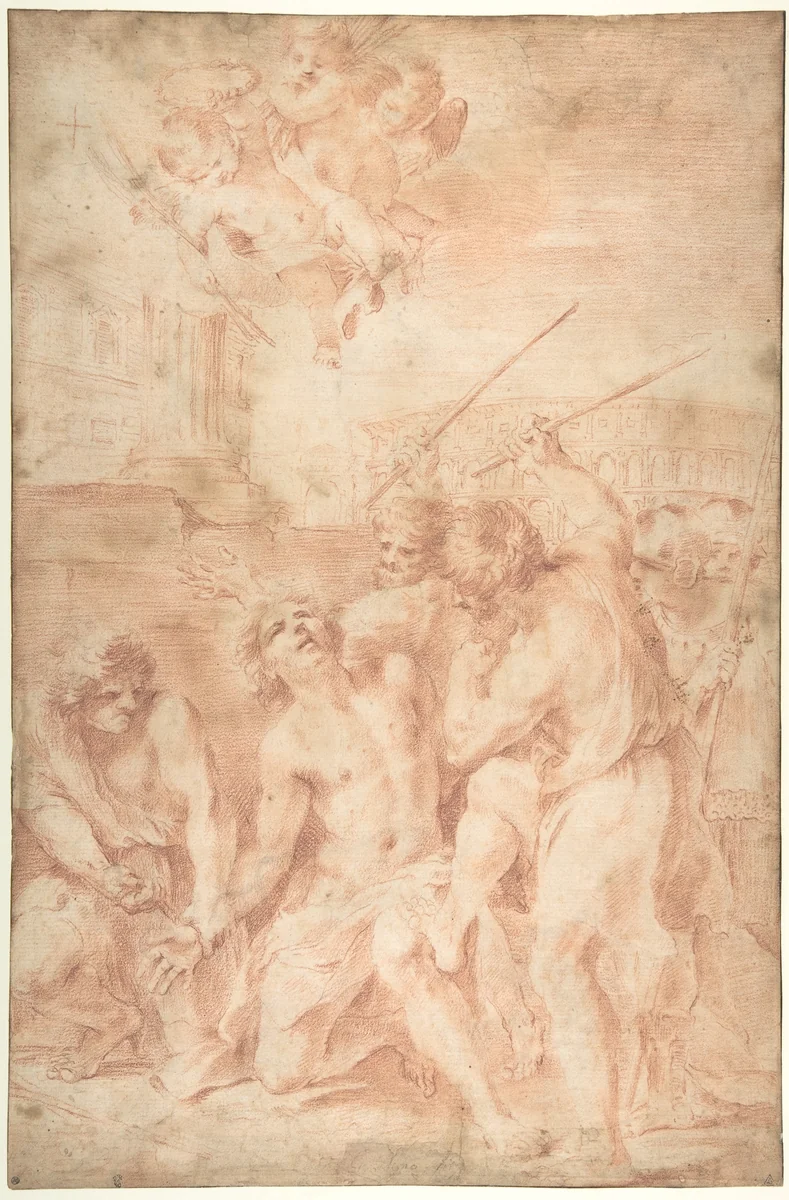 Saint Sebastian Clubbed to Death by Andrea Camassei, drawing, 1602-1649
