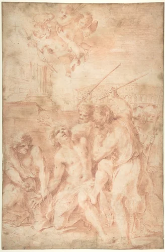 Saint Sebastian Clubbed to Death by Andrea Camassei, drawing, 1602-1649