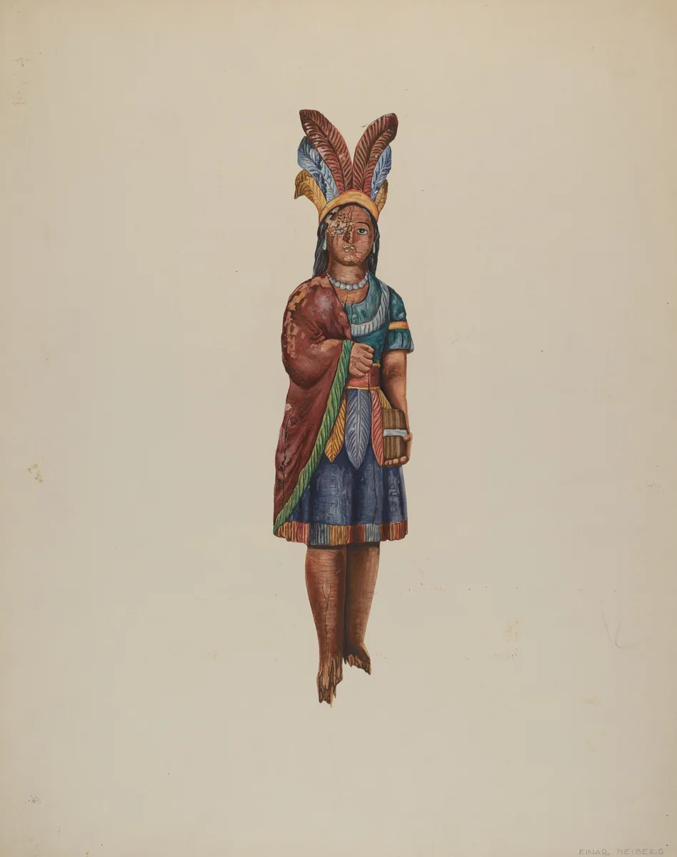 Cigar Store Indian by Einar Heiberg, index of american design, 1937