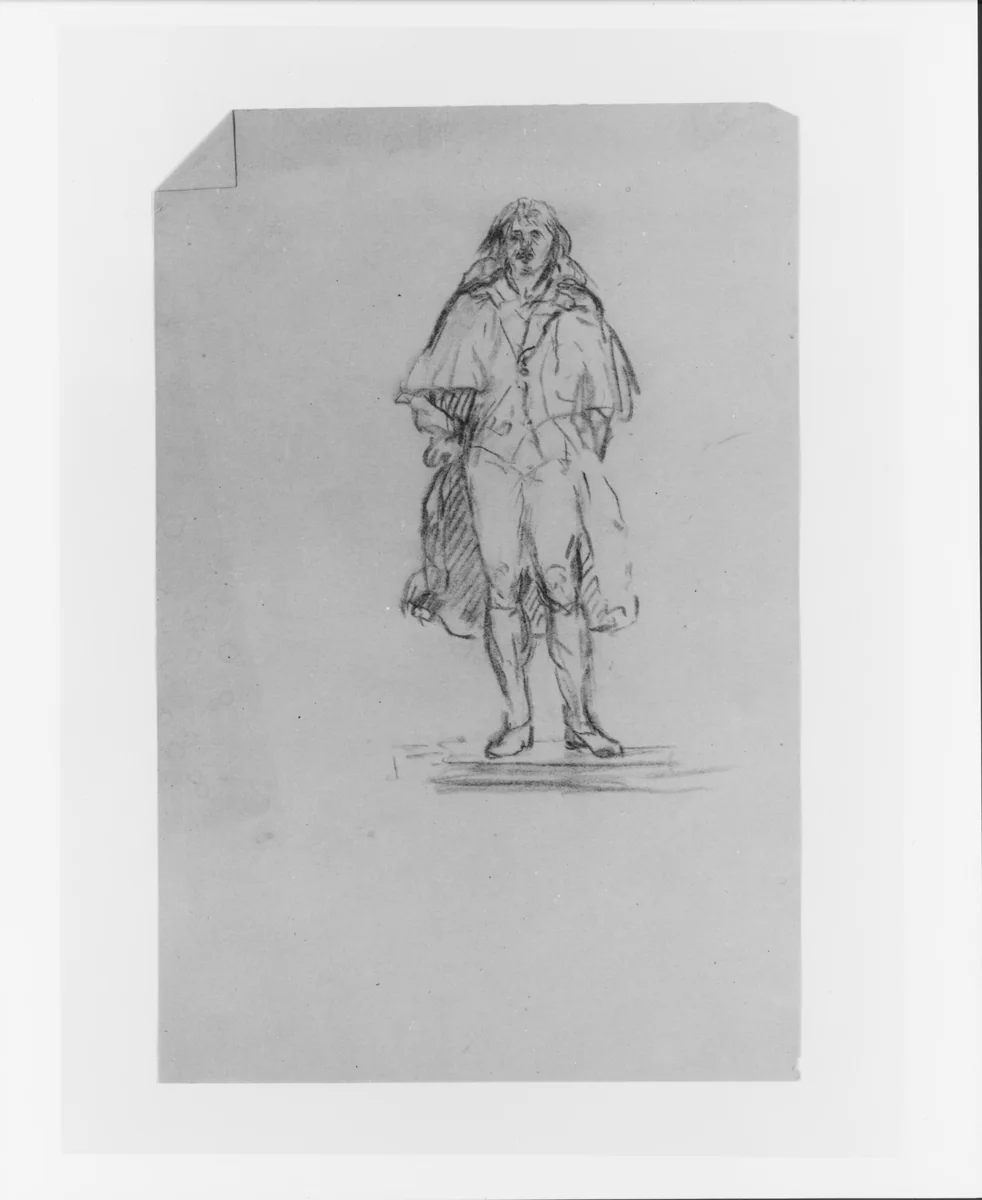 Study for Full-length Male Statue (from Sketchbook) by John Quincy Adams Ward, artwork, 1857-1860