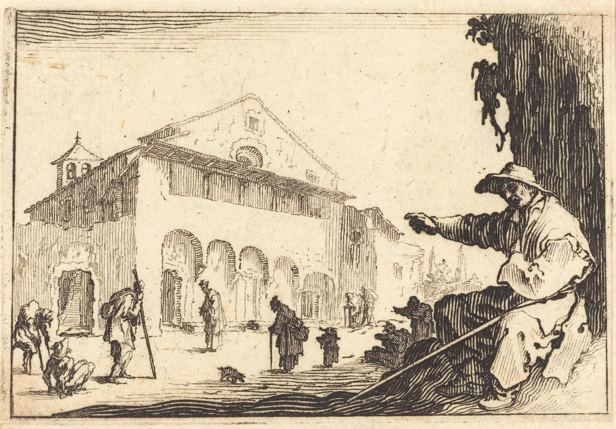 Almshouse by Jacques Callot, print, 1617