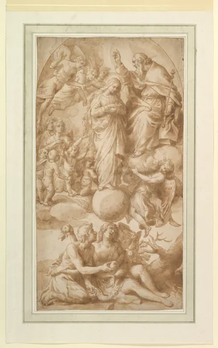 Allegory of the Immaculate Conception with the Fall of Man by Alessandro Turchi, drawing, 1578-1649