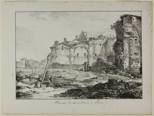 Baths of Diocletian, Rome by Claude Thienon, print, 1817