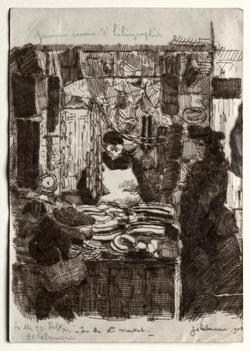 In the Old Market by Jean-Émile Laboureur, print, 1906