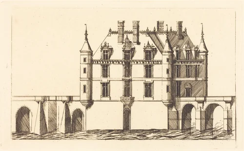 Chateau de Chenonceau, 1re planche (The Chateau of Chenonceau, 1st plate) by Charles Meryon; Jacques Androuet du Cerceau, print, 1856