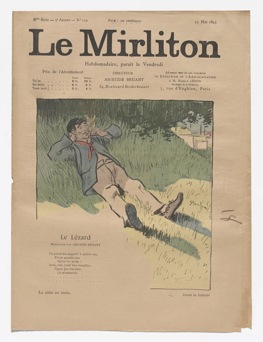 Le Mirliton, no. 110 by Théophile-Alexandre Steinlen, periodical, 1893