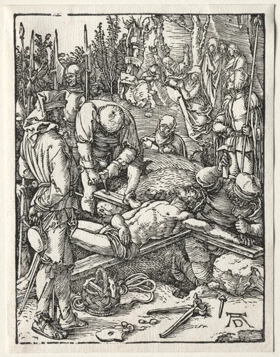 The Small Passion: Christ Being Nailed to the Cross by Albrecht Dürer, print, 1509-1511