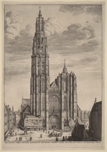 Antwerp Cathedral by Wenceslaus Hollar, print, 1649