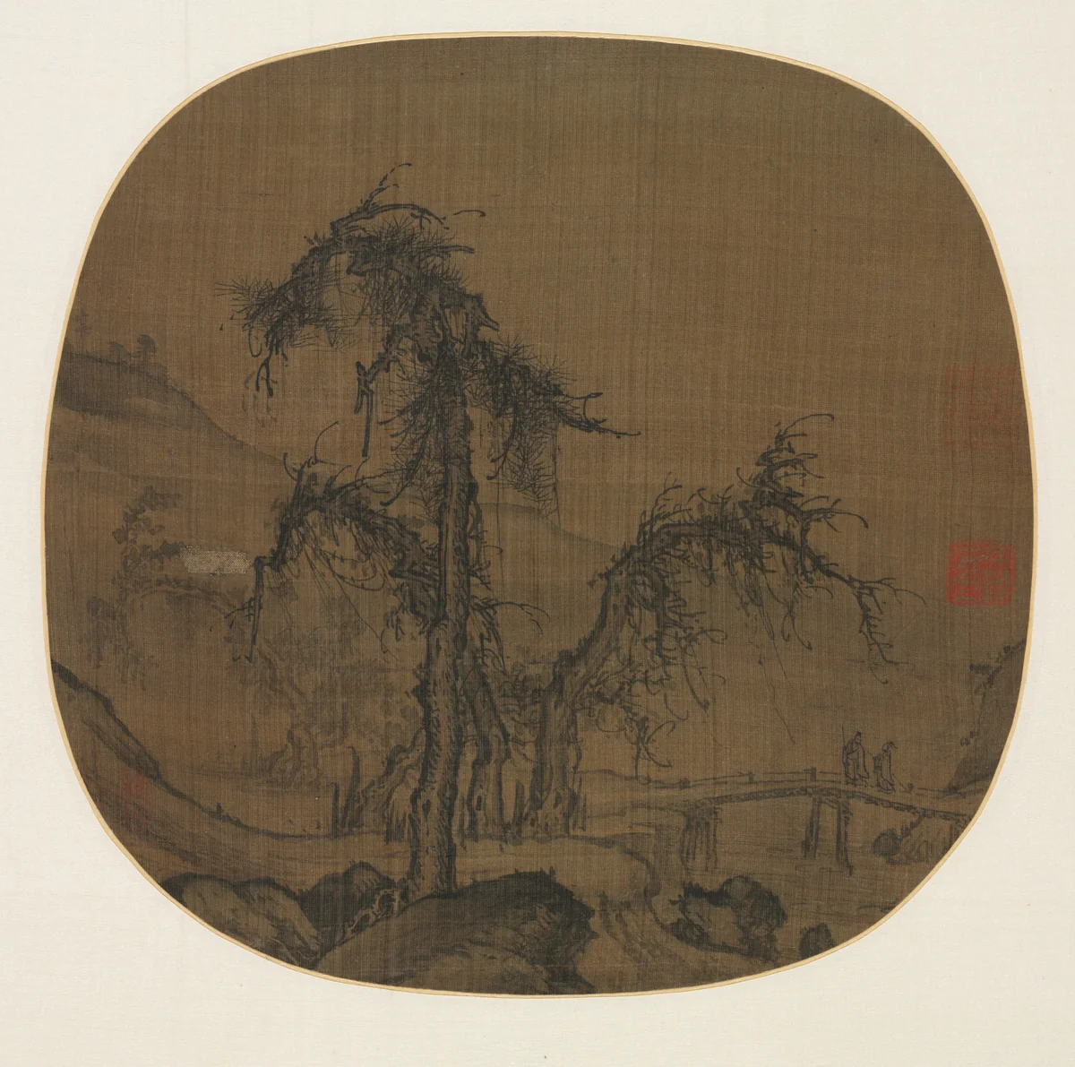 Ramblers over a Winding Stream by Luo Zhichuan, painting, 1320-1330